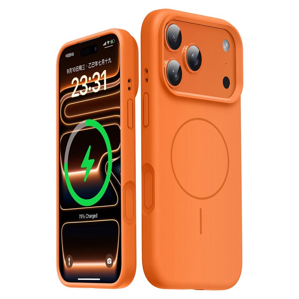 iPhone 18 Pro Max/17 Pro Max silikonskal med luftkuddar, orange, bild 2