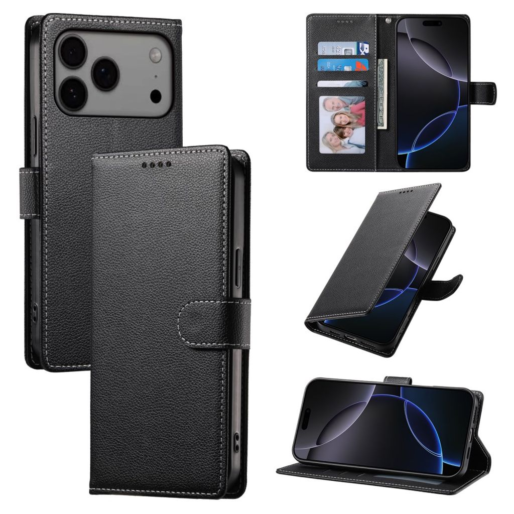 iPhone 18 Pro Max/17 Pro Max plånboksfodral med handledsrem, svart, bild 8