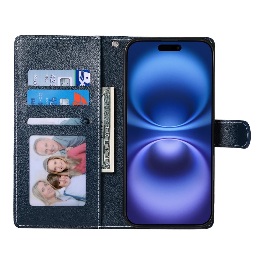 iPhone 18 Pro Max/17 Pro Max plånboksfodral med handledsrem, mörkblå, bild 2