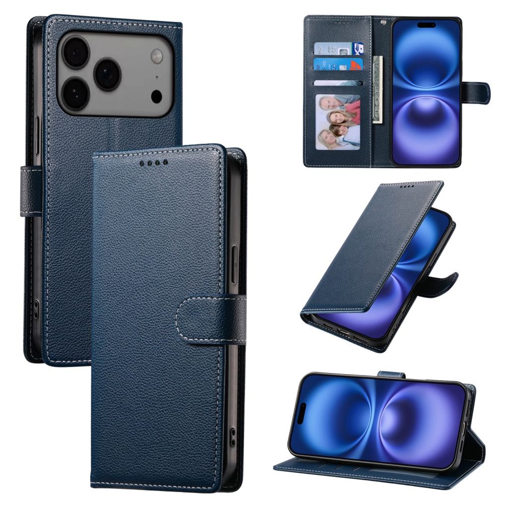 iPhone 18 Pro Max/17 Pro Max plånboksfodral med handledsrem, mörkblå, bild 8