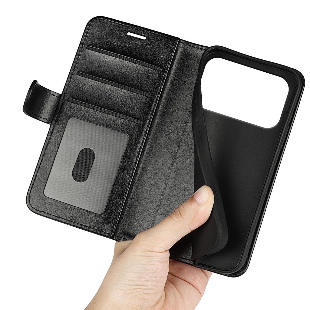 iPhone 18 Pro Max/17 Pro Max plånboksfodral i konstläder, svart, bild 4
