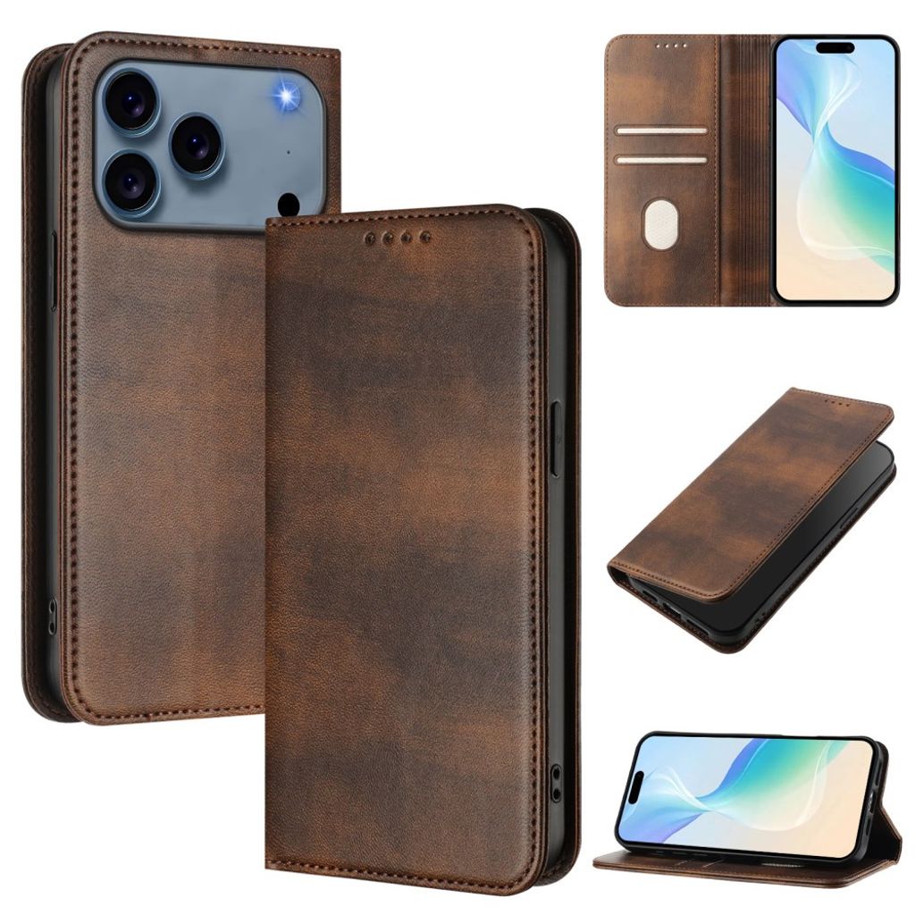 iPhone 18 Pro Max/17 Pro Max RFID-plånboksfodral i konstläder, brun, bild 2