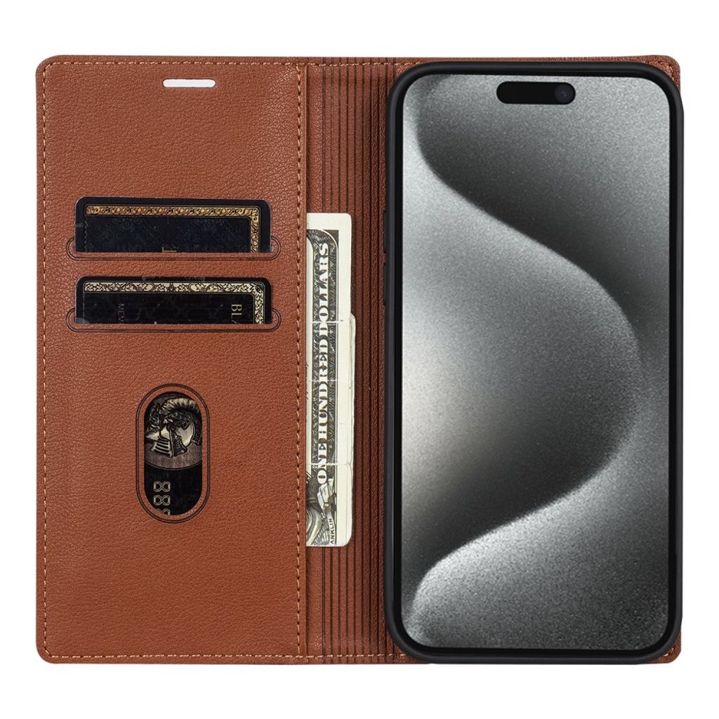 iPhone 18 Pro Max/17 Pro Max plånboksfodral med 2 kortfack, brun, bild 2