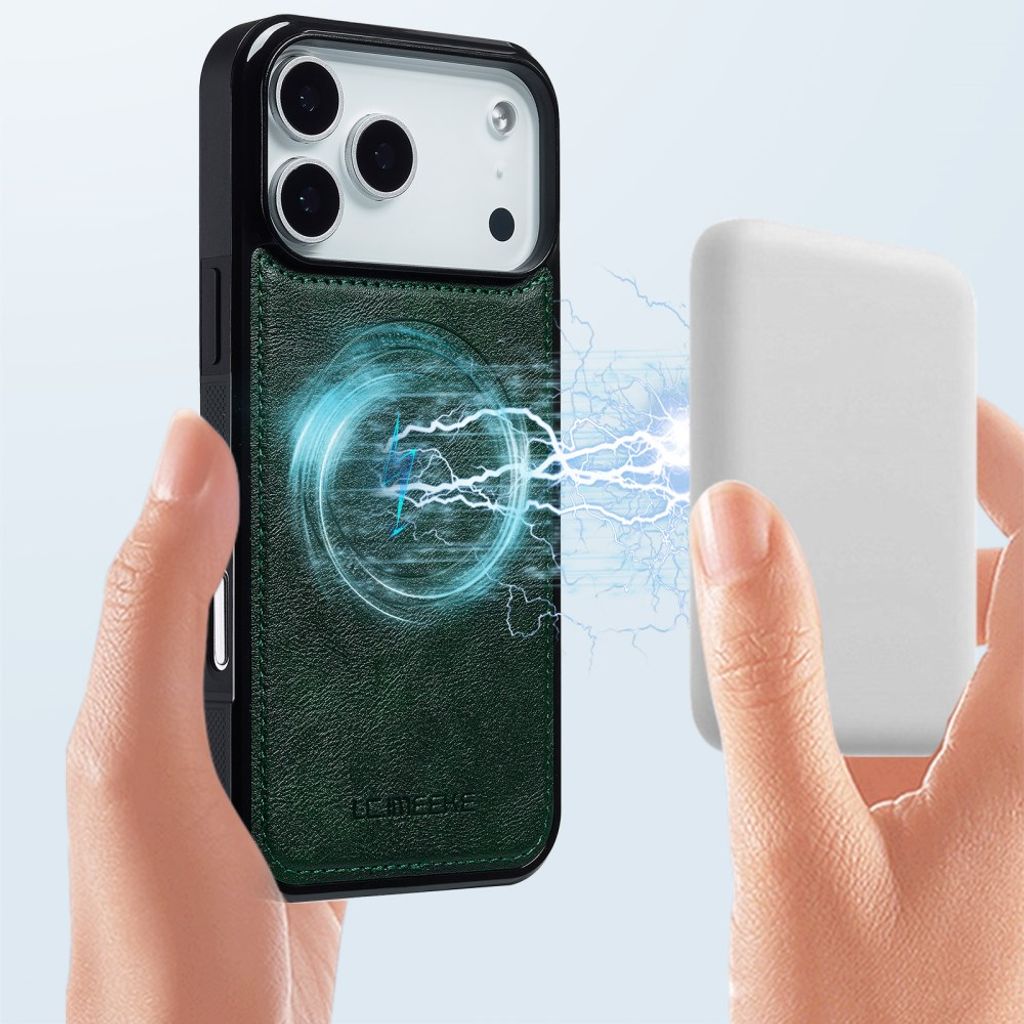 iPhone 18 Pro Max/17 Pro Max MagSafe-skal med läderlook, grön, bild 2