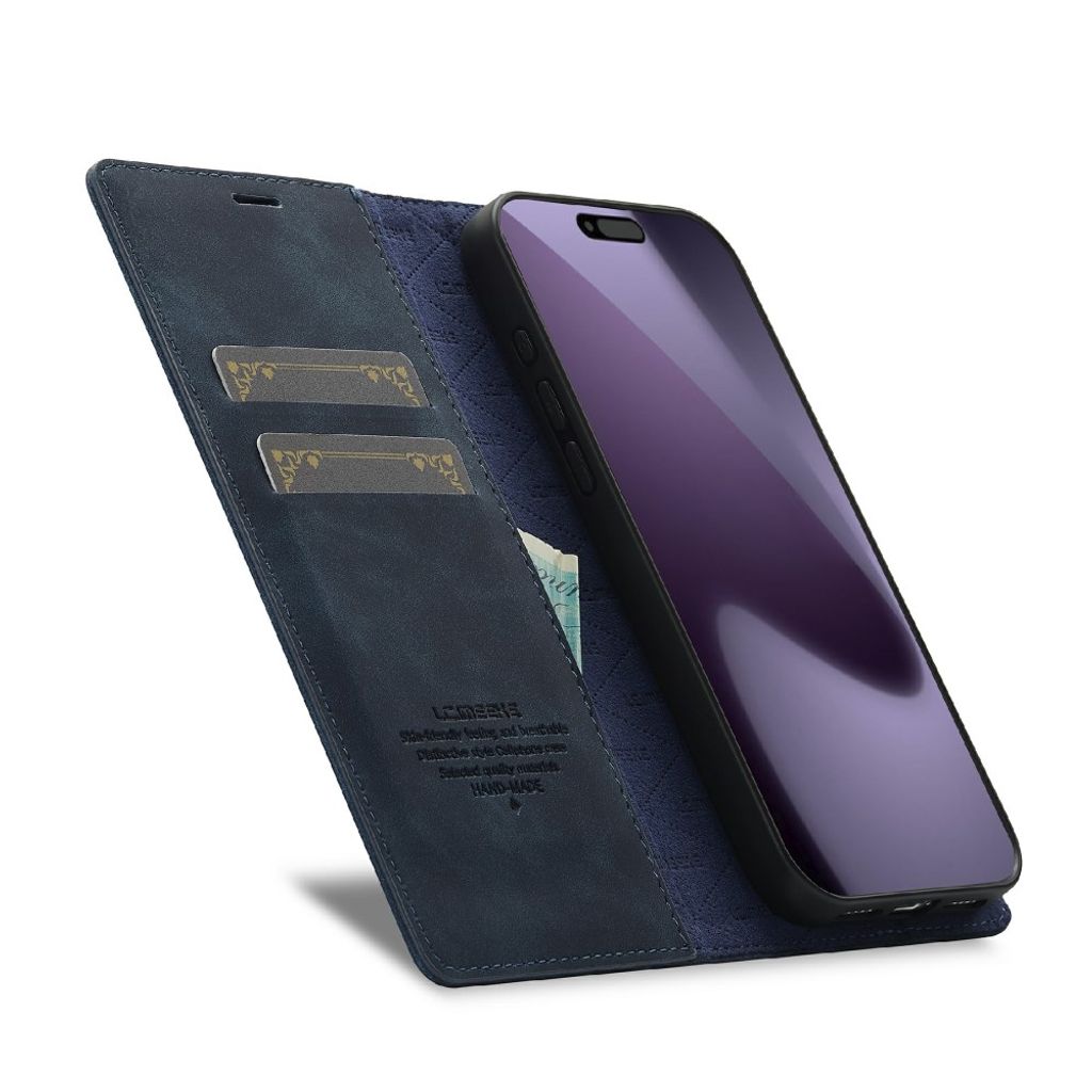 iPhone 18 Pro Max/17 Pro Max plånboksfodral i mikrofiberläder, blå, bild 2