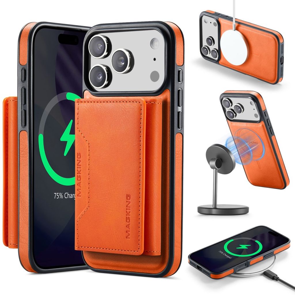 iPhone 18 Pro Max/17 Pro Max MagSafe-skal med magnetisk kortplånbok, orange, bild 3