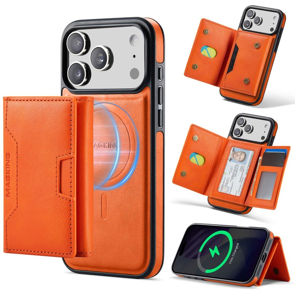 iPhone 18 Pro Max/17 Pro Max MagSafe-skal med avtagbar plånbok, orange, bild 2