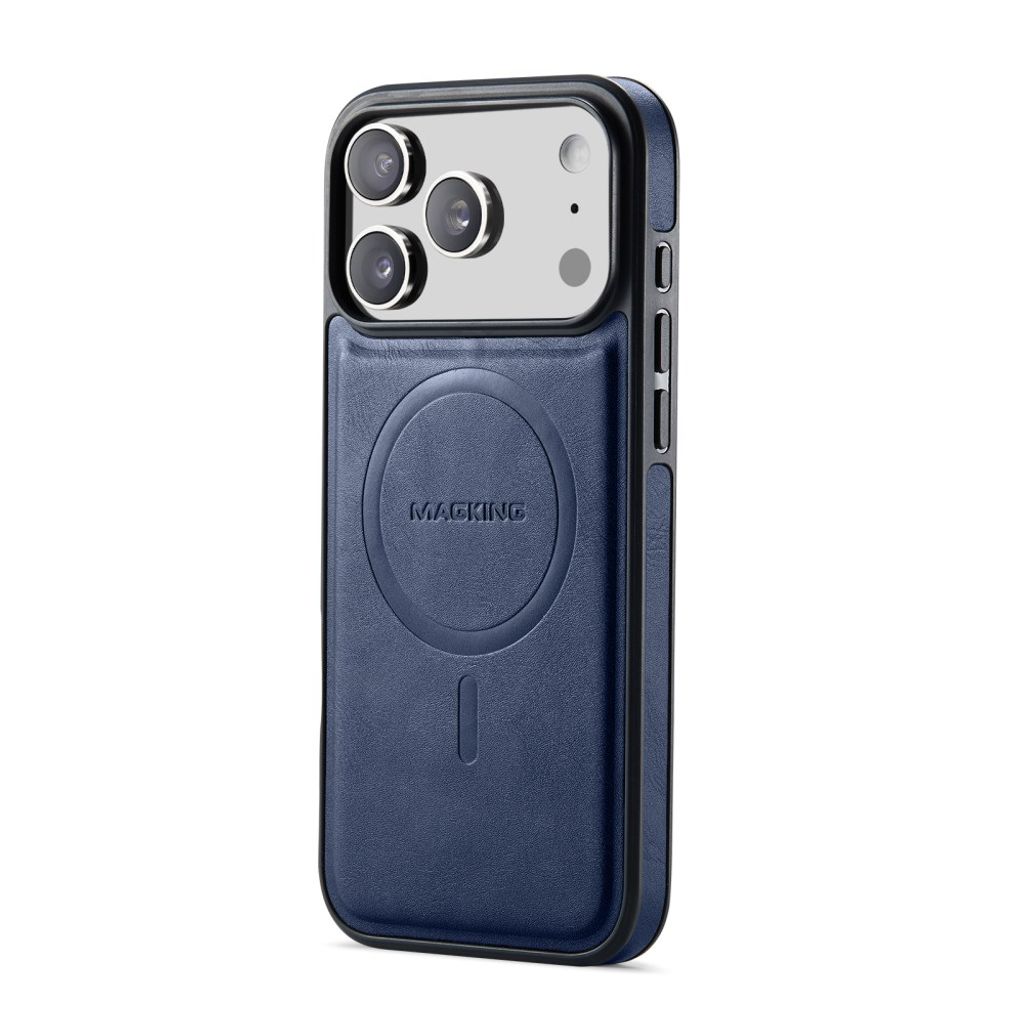 iPhone 18 Pro Max/17 Pro Max slimmat MagSafe-skal i konstläder, blå, bild 3