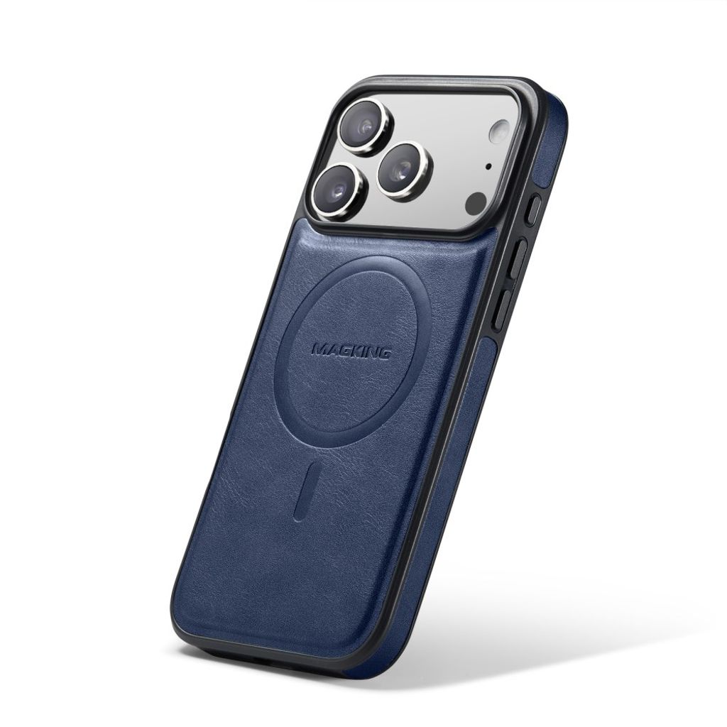 iPhone 18 Pro Max/17 Pro Max slimmat MagSafe-skal i konstläder, blå, bild 7