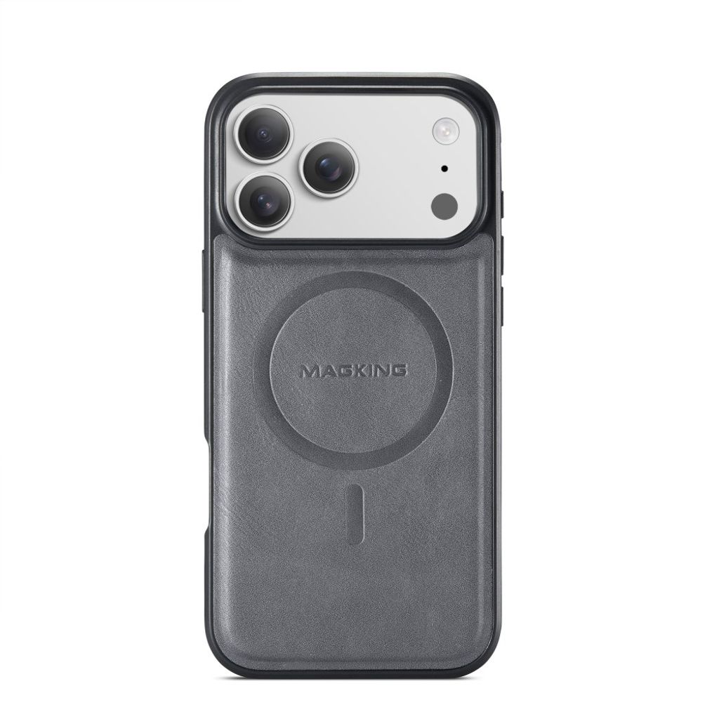iPhone 18 Pro Max/17 Pro Max slimmat MagSafe-skal i konstläder, grå, bild 5