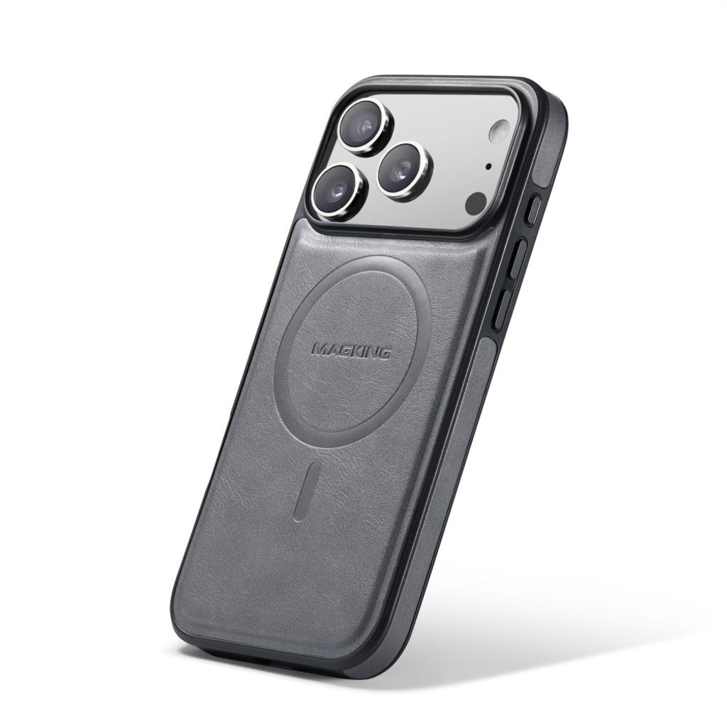 iPhone 18 Pro Max/17 Pro Max slimmat MagSafe-skal i konstläder, grå, bild 7