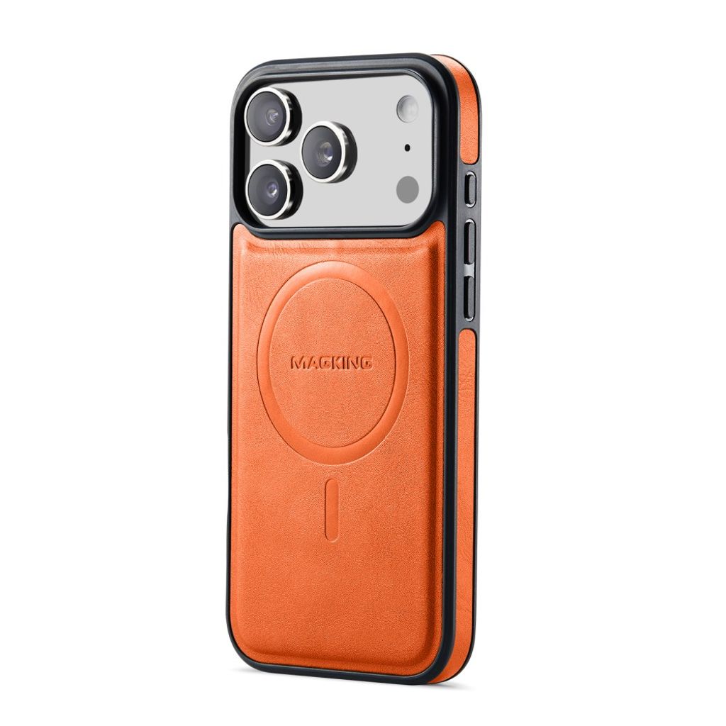 iPhone 18 Pro Max/17 Pro Max slimmat MagSafe-skal i konstläder, orange, bild 3