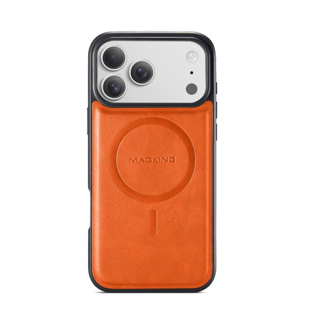 iPhone 18 Pro Max/17 Pro Max slimmat MagSafe-skal i konstläder, orange, bild 5