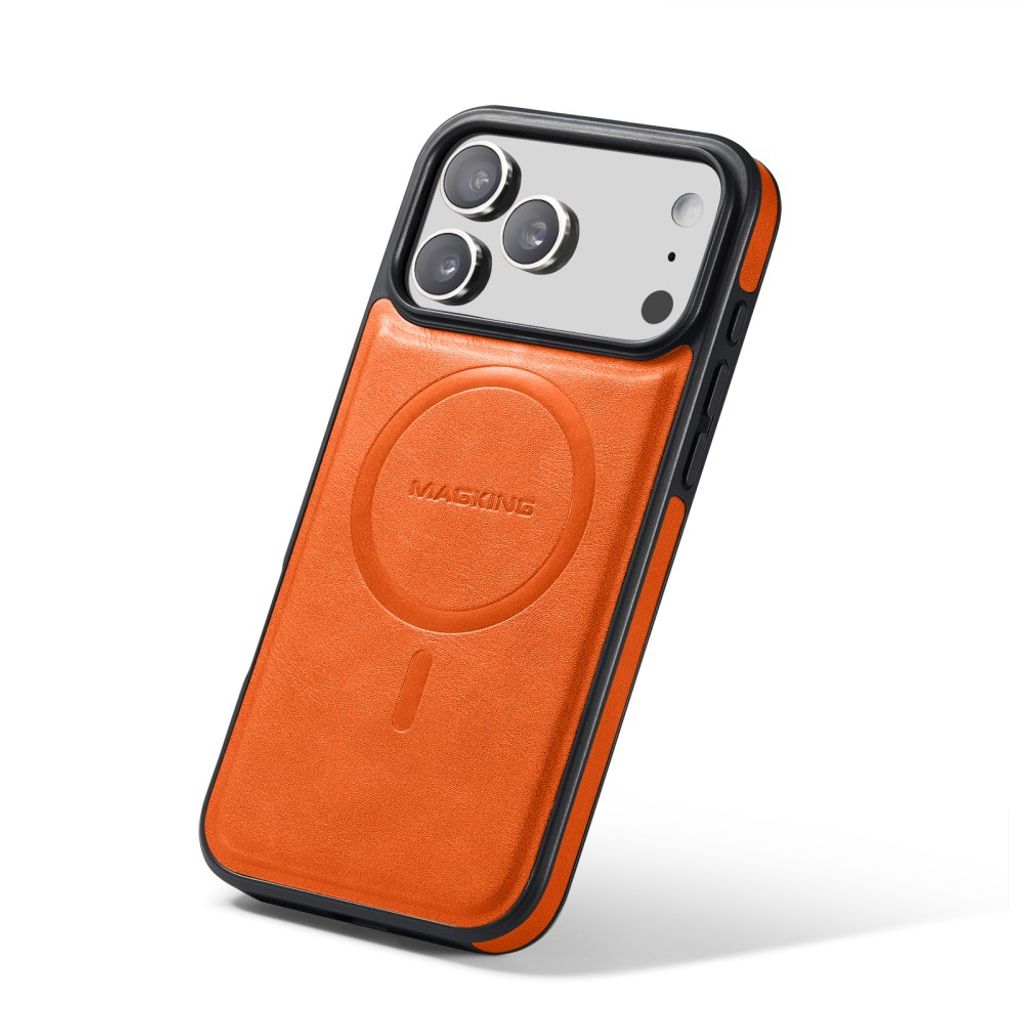 iPhone 18 Pro Max/17 Pro Max slimmat MagSafe-skal i konstläder, orange, bild 6