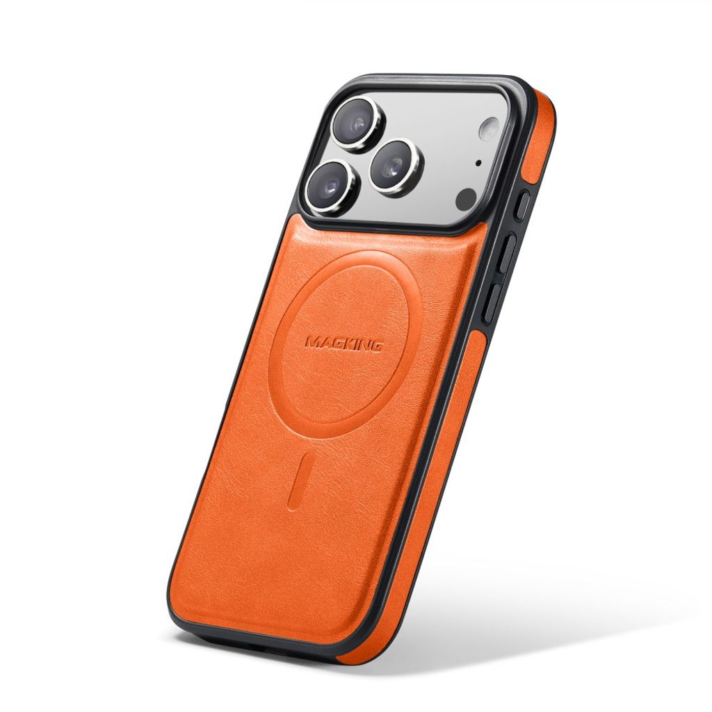 iPhone 18 Pro Max/17 Pro Max slimmat MagSafe-skal i konstläder, orange, bild 7