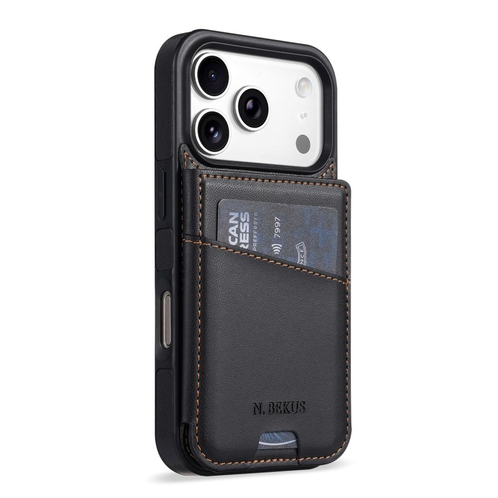iPhone 18 Pro Max/17 Pro Max skal med flip-kortfack, svart, bild 2