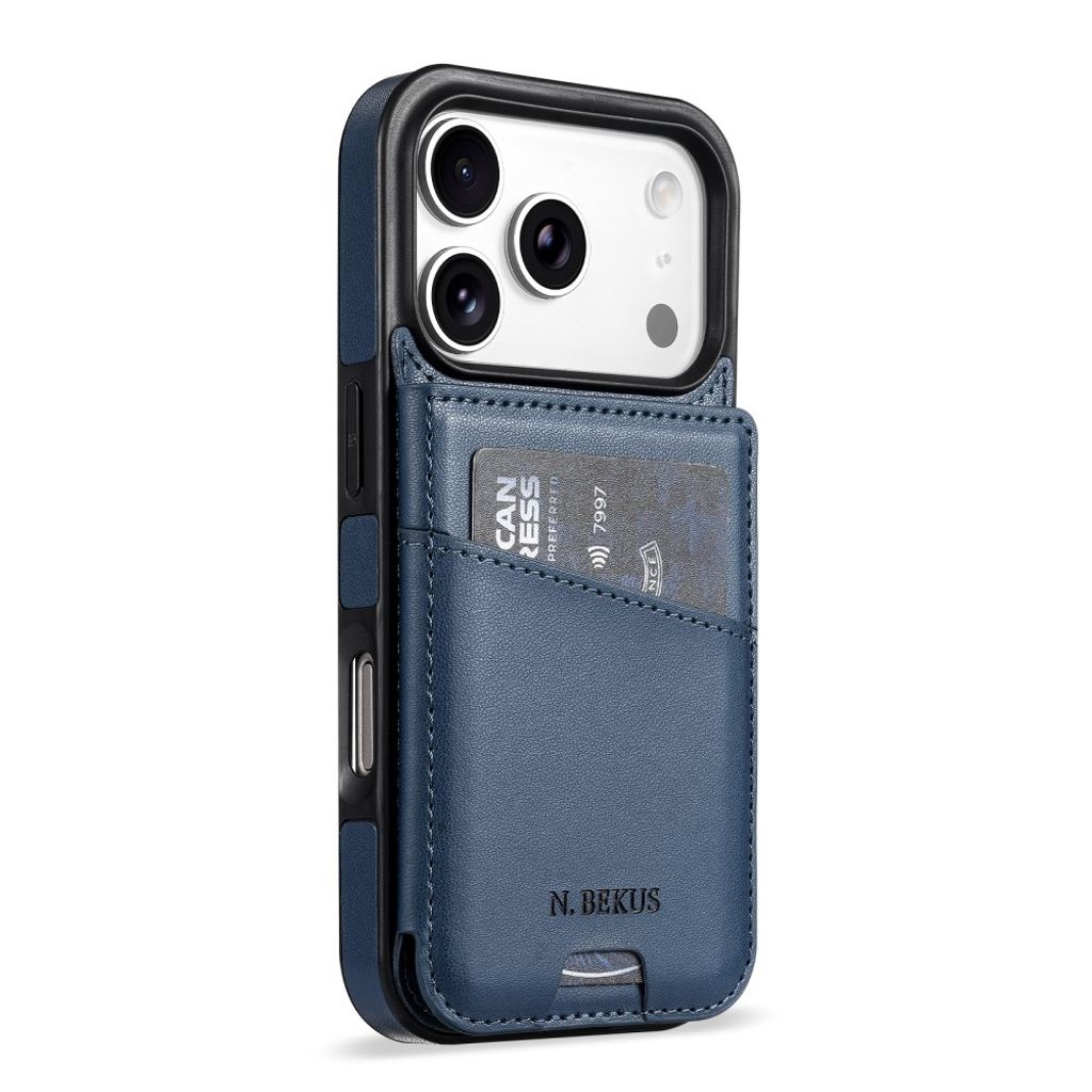 iPhone 18 Pro Max/17 Pro Max skal med flip-kortfack, blå, bild 2