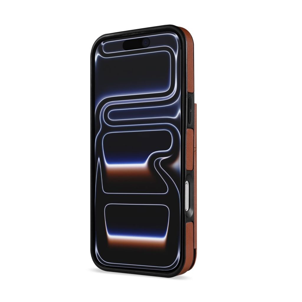 iPhone 18 Pro Max/17 Pro Max skal med flip-kortfack, brun, bild 4
