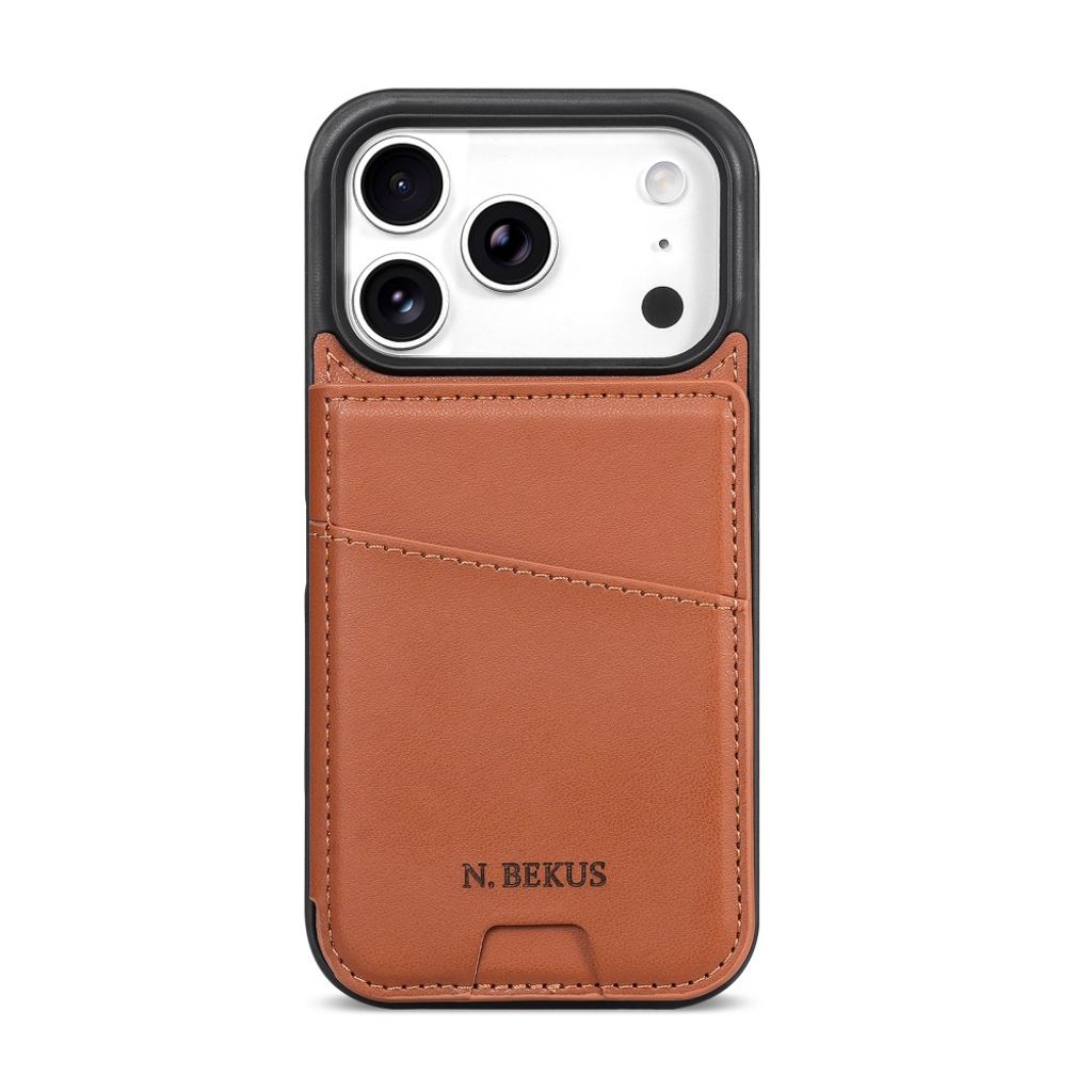 iPhone 18 Pro Max/17 Pro Max skal med flip-kortfack, brun, bild 5