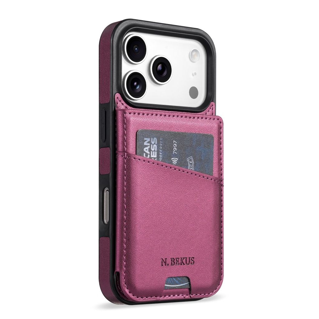 iPhone 18 Pro Max/17 Pro Max skal med flip-kortfack, mörklila, bild 2