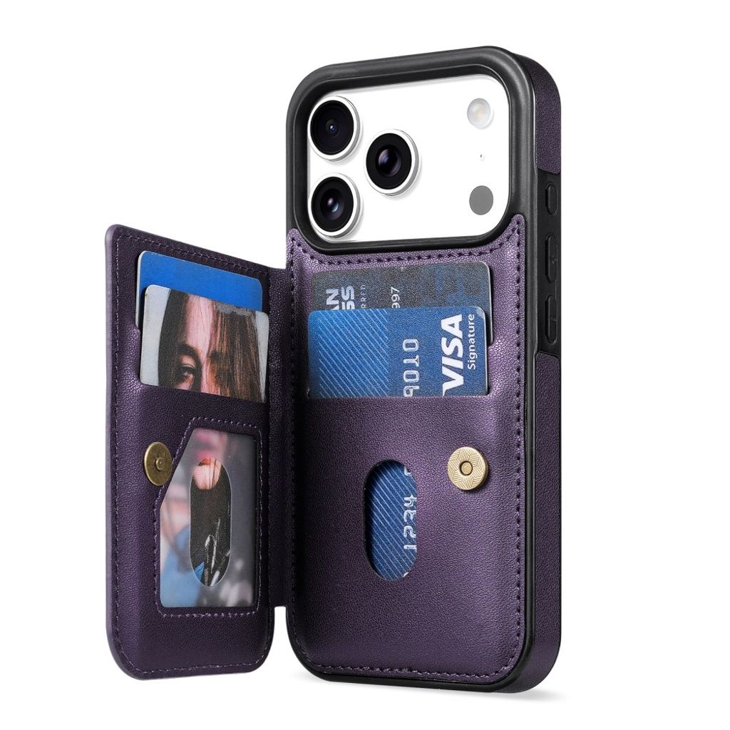 iPhone 18 Pro Max/17 Pro Max skal med flip-kortfack, lila, bild 3