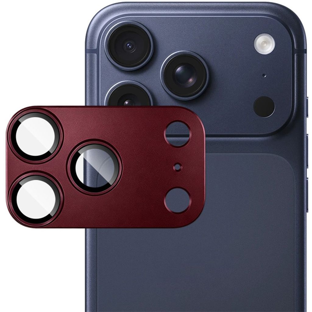 iPhone 18 Pro Max kameralinsskydd i glas och metall, röd, bild 2