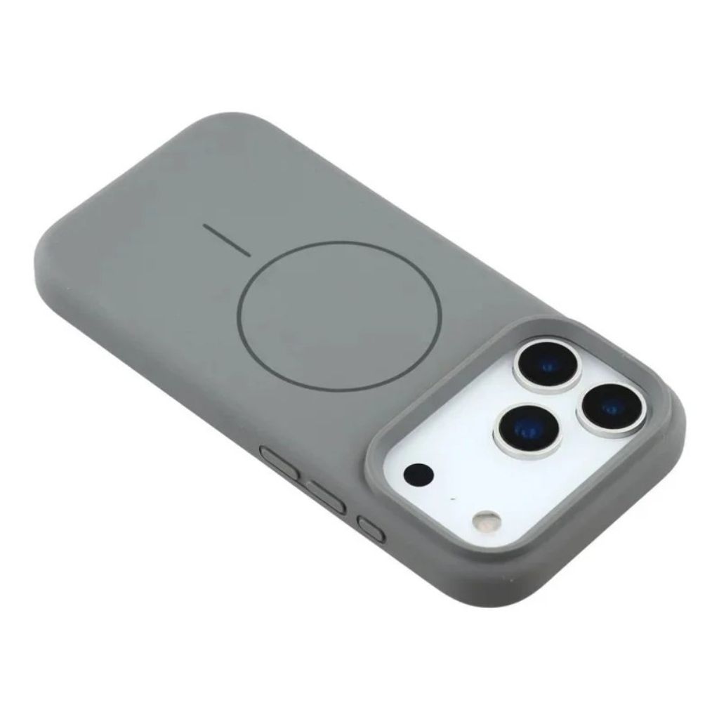 iPhone 18 Pro Max silikonskal med MagSafe och 2 skärmskydd, grå, bild 3