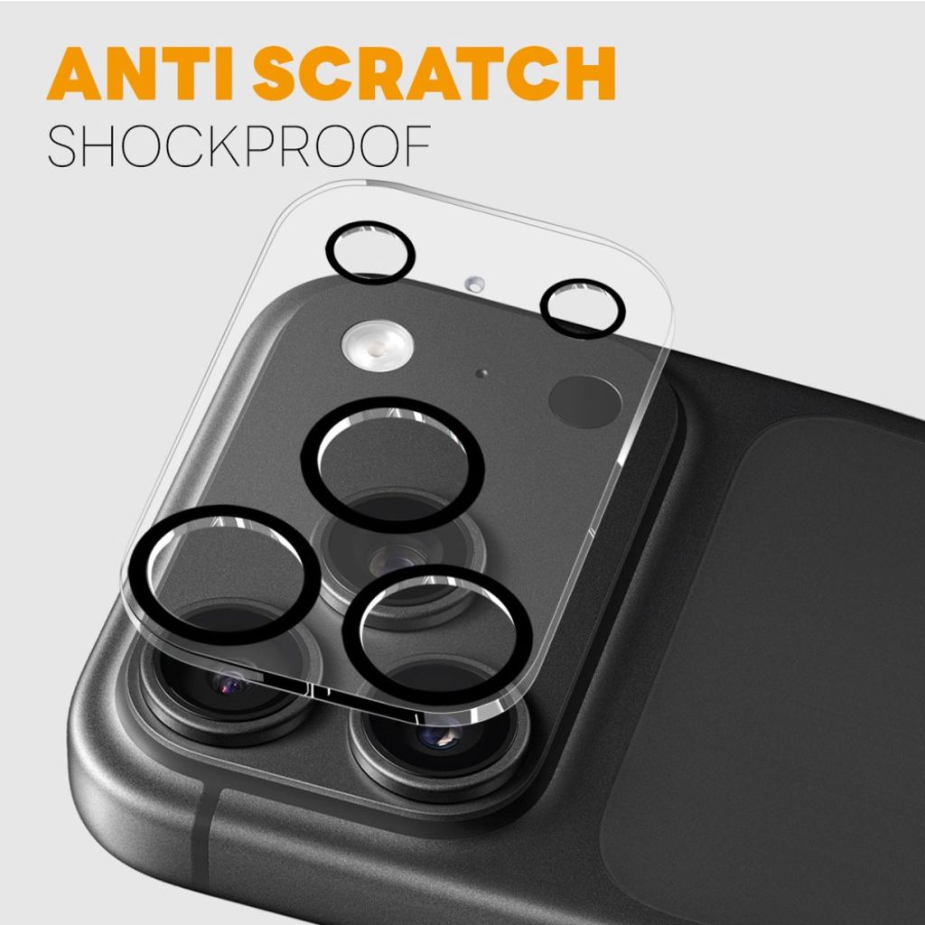 iPhone 18 Pro Max blixtanpassat kameralinsskydd i härdat glas, svart, bild 2