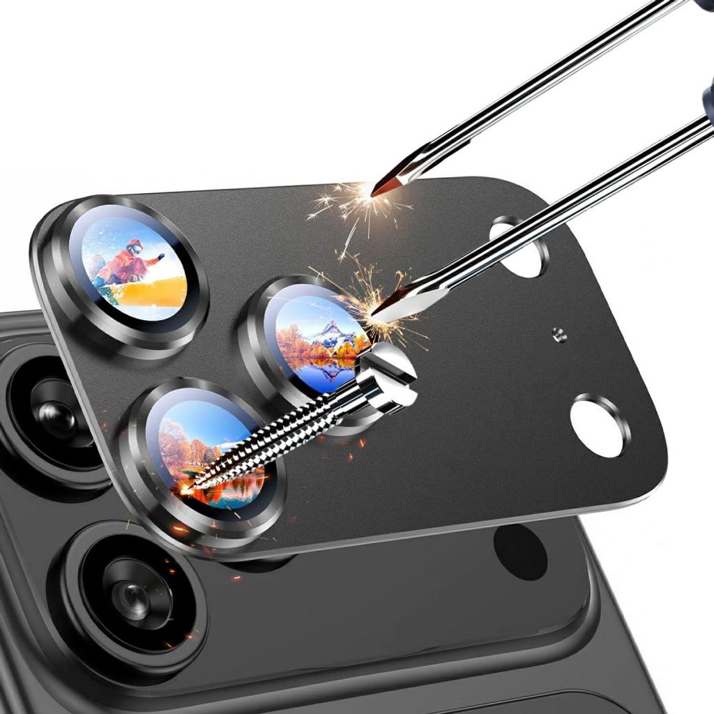 iPhone 18 Pro Max kameralinsskydd med aluminiumram, grå, bild 4