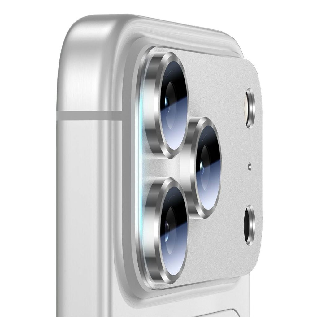 iPhone 18 Pro Max kameralinsskydd med aluminiumram, silver, bild 3