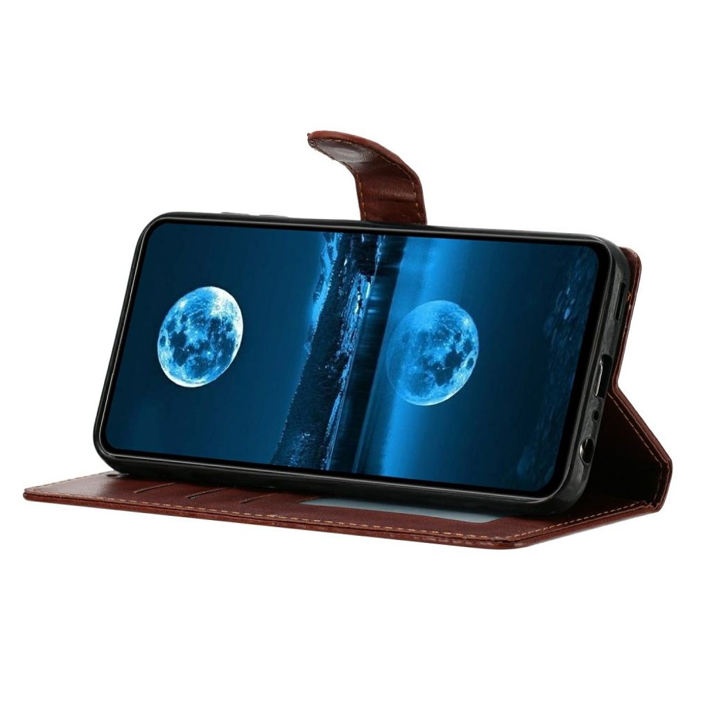iPhone 18 Pro Max/17 Pro Max plånboksfodral i PU-läder med stativ, brun, bild 3