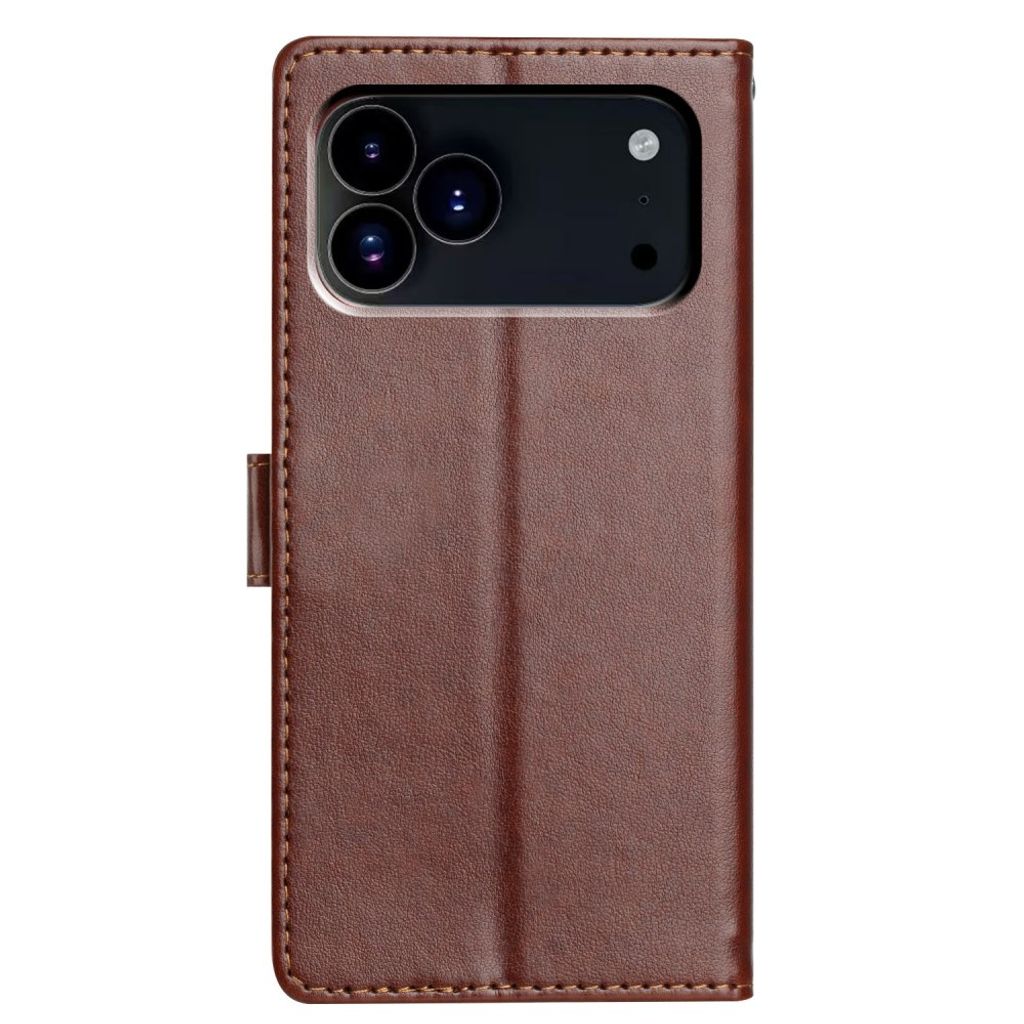 iPhone 18 Pro Max/17 Pro Max plånboksfodral i PU-läder med stativ, brun, bild 8