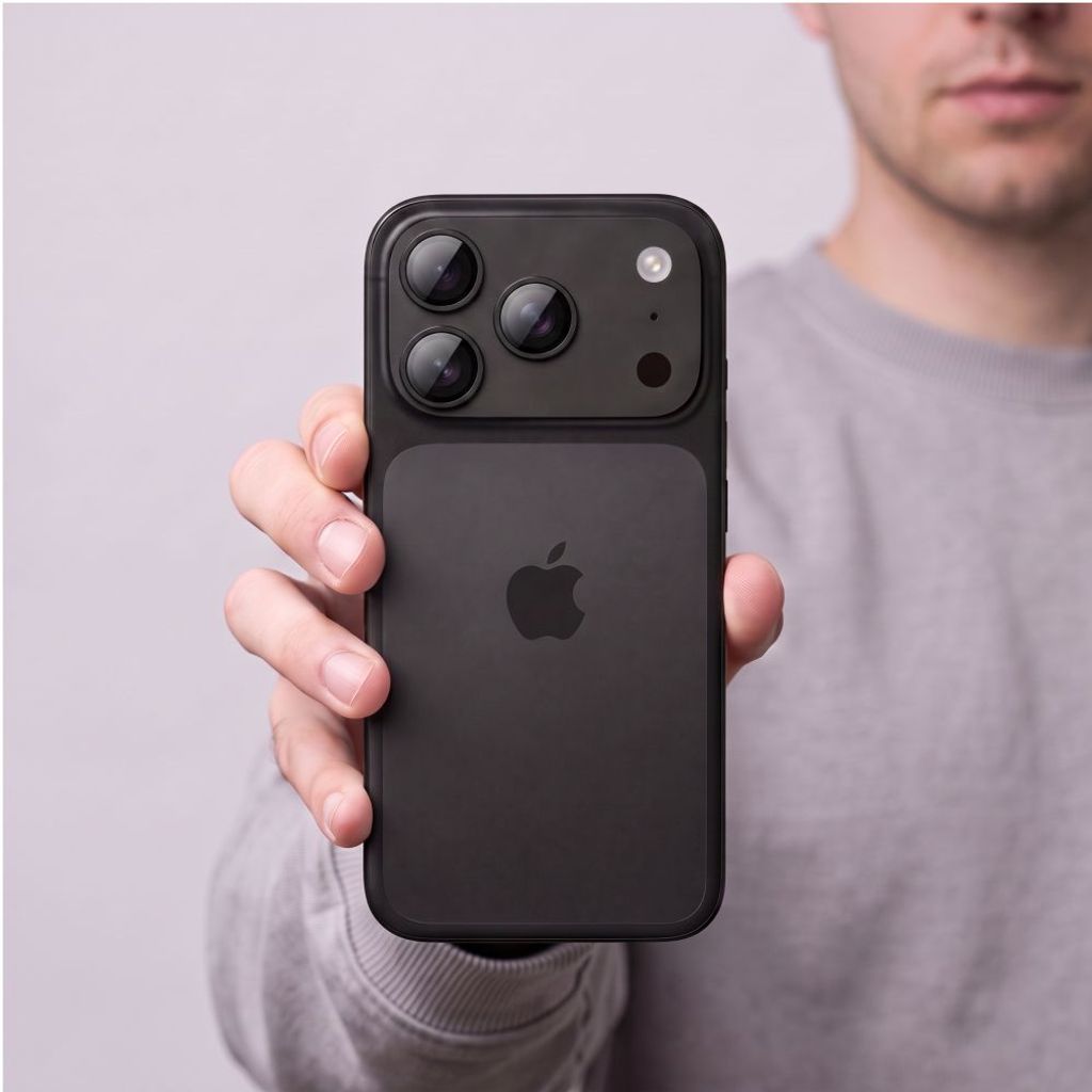 iPhone 18 Pro kameralinsskydd i aluminium och glas, svart, bild 7