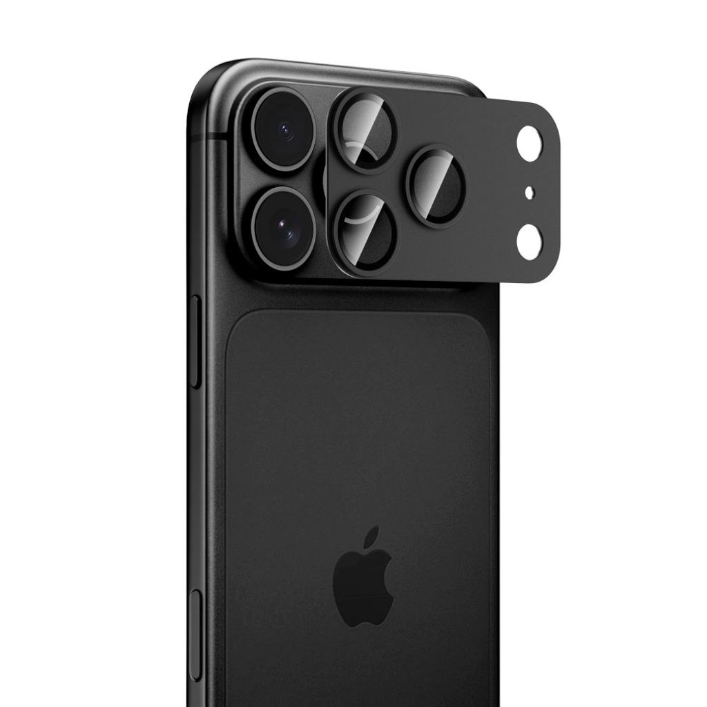 iPhone 18 Pro kameralinsskydd i aluminium och glas, svart