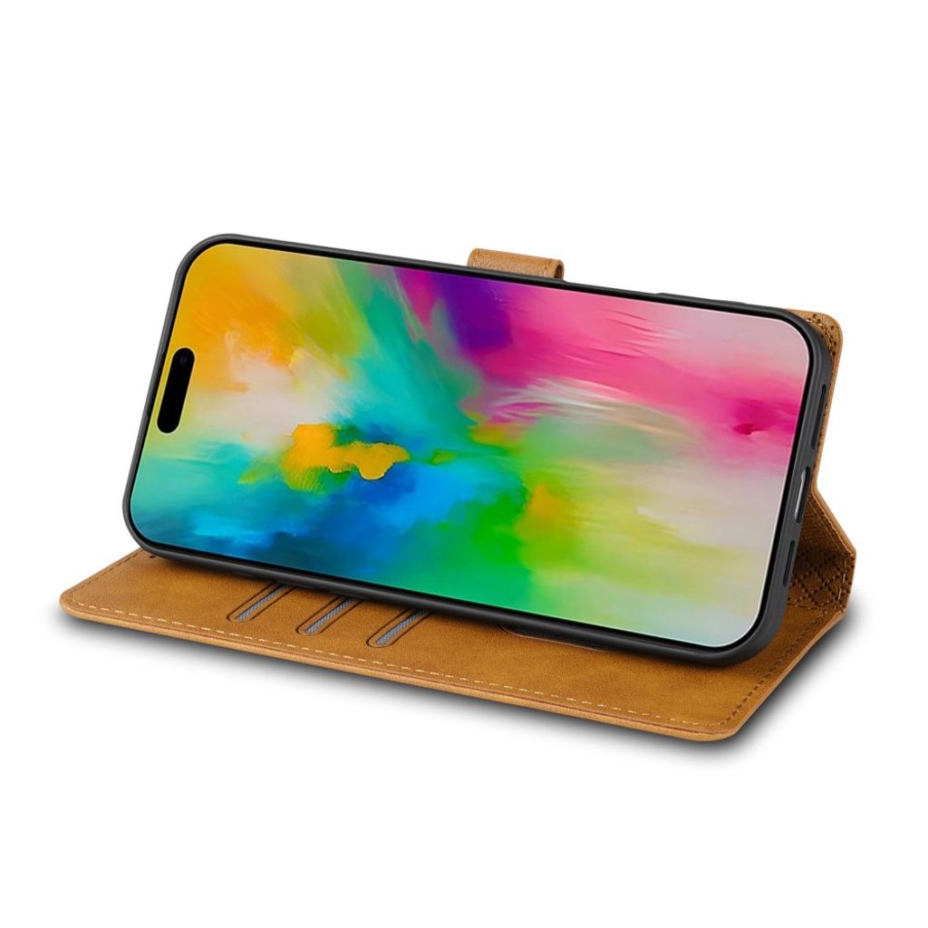 iPhone 18 Pro Max/17 Pro Max plånboksfodral i PU-läder med magnetflärp, ljusbrun, bild 2