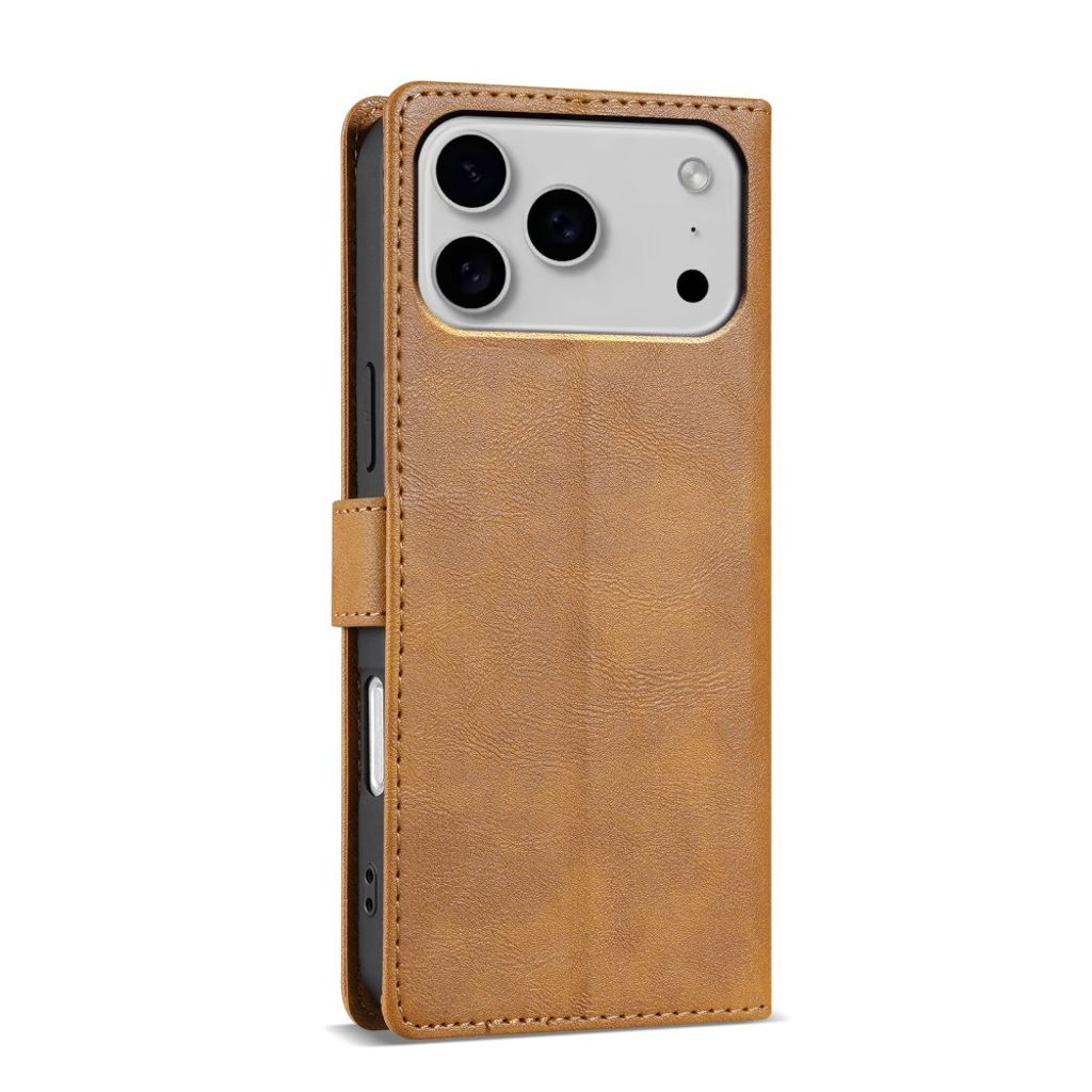 iPhone 18 Pro Max/17 Pro Max plånboksfodral i PU-läder med magnetflärp, ljusbrun, bild 4