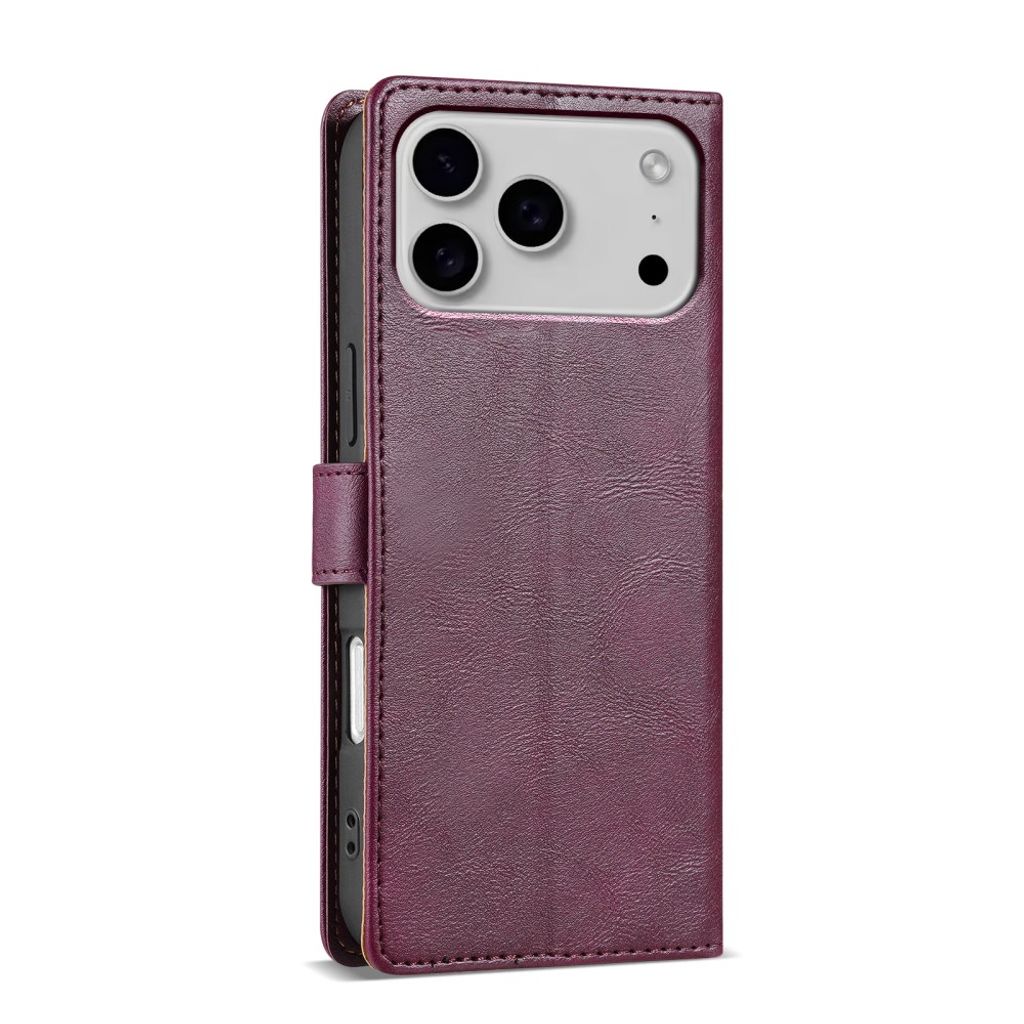 iPhone 18 Pro Max/17 Pro Max plånboksfodral i PU-läder med magnetflärp, vinröd, bild 4