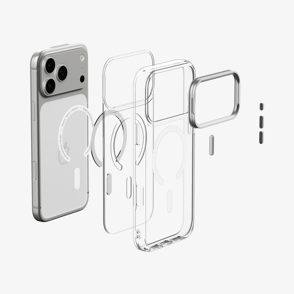 iPhone 18 Pro Max/17 Pro Max MagSafe-skal med metallring, silver, bild 2