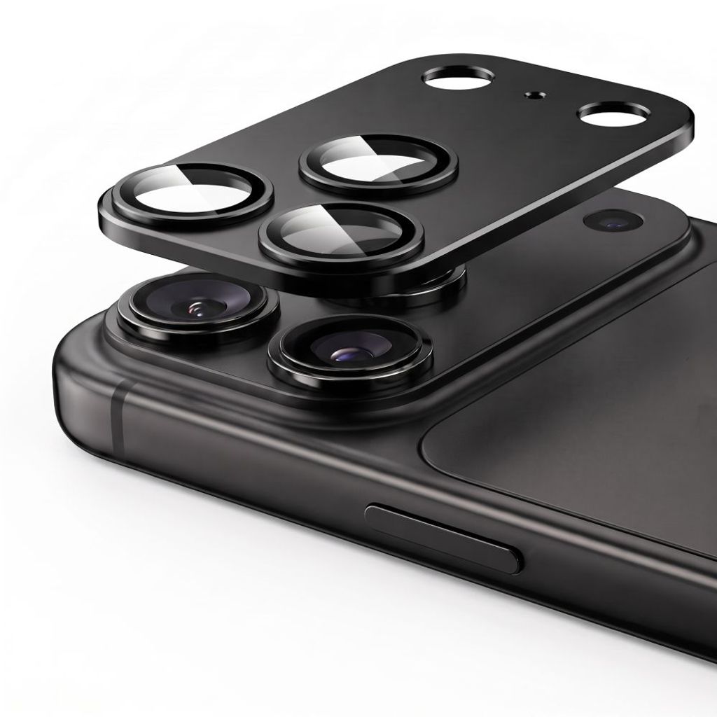 iPhone 18 Pro Max helt täckande kameralinsskydd i aluminium, svart, bild 3