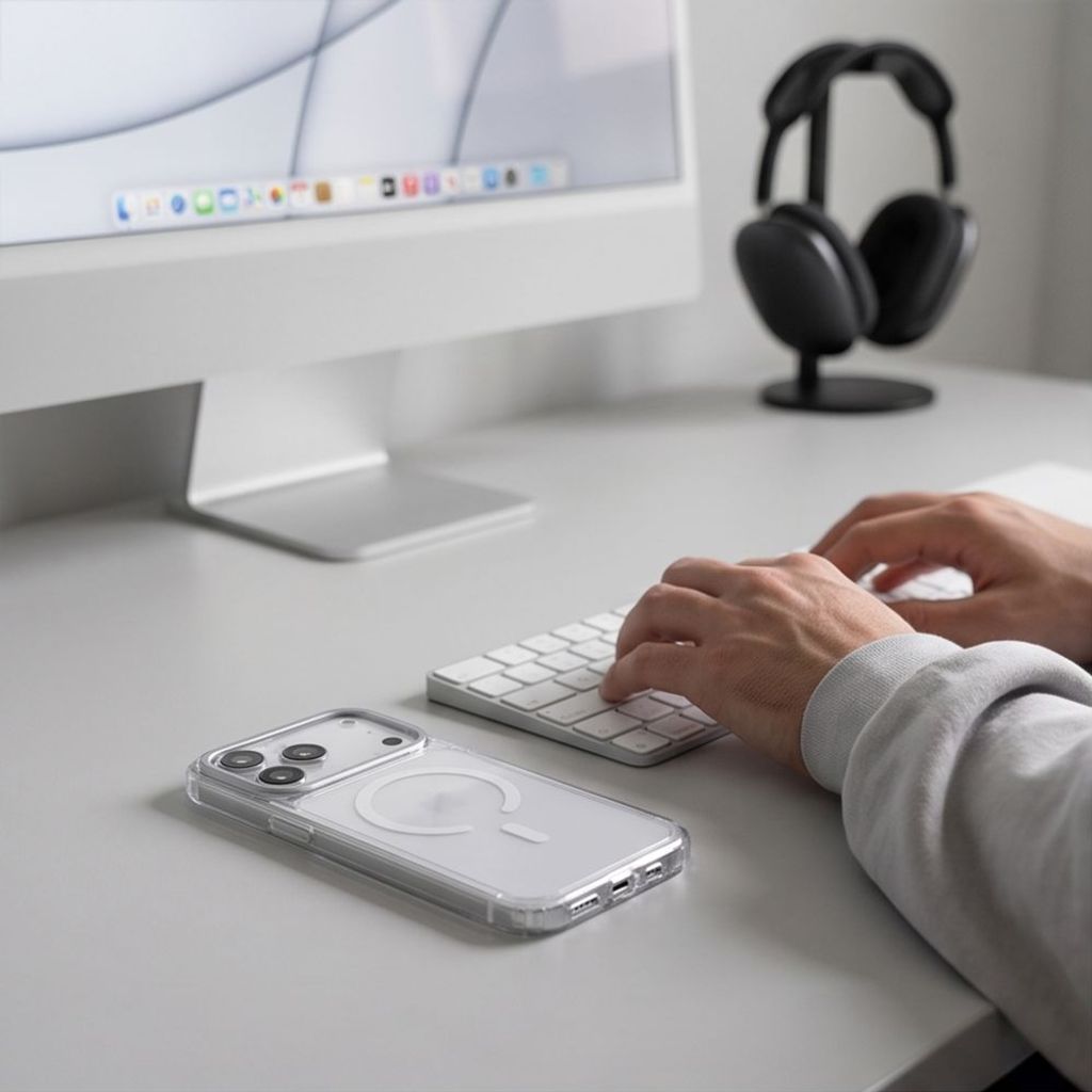 Tech-Protect iPhone 18 Pro/17 Pro skal MagSafe med stöd, genomskinligt, bild 2