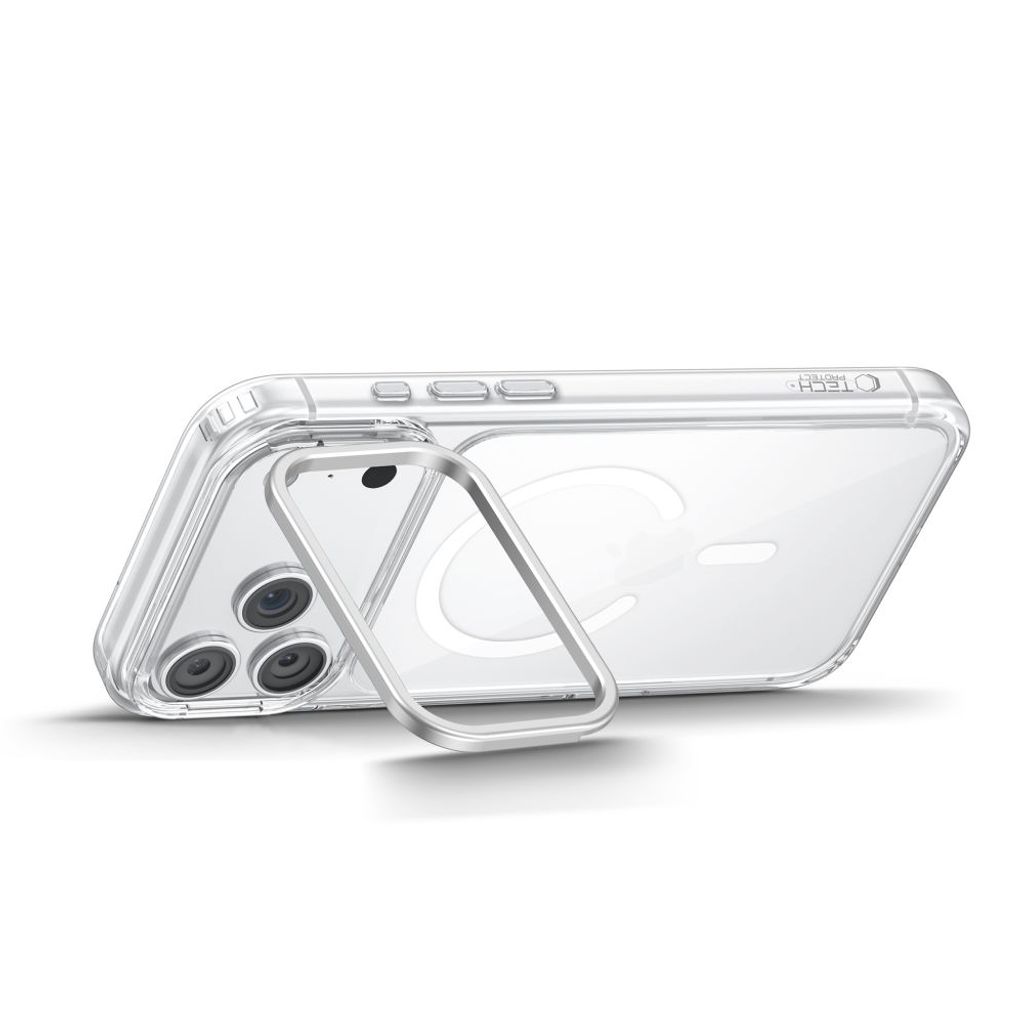 Tech-Protect iPhone 18 Pro/17 Pro skal MagSafe med stöd, genomskinligt, bild 3