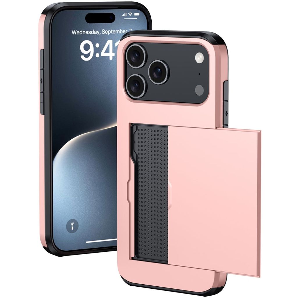 iPhone 18 Pro/17 Pro skal med glidande kortfack, roséguld, bild 2
