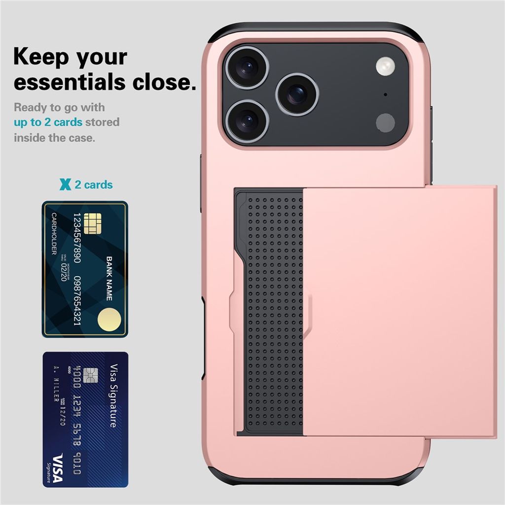 iPhone 18 Pro/17 Pro skal med glidande kortfack, roséguld, bild 4