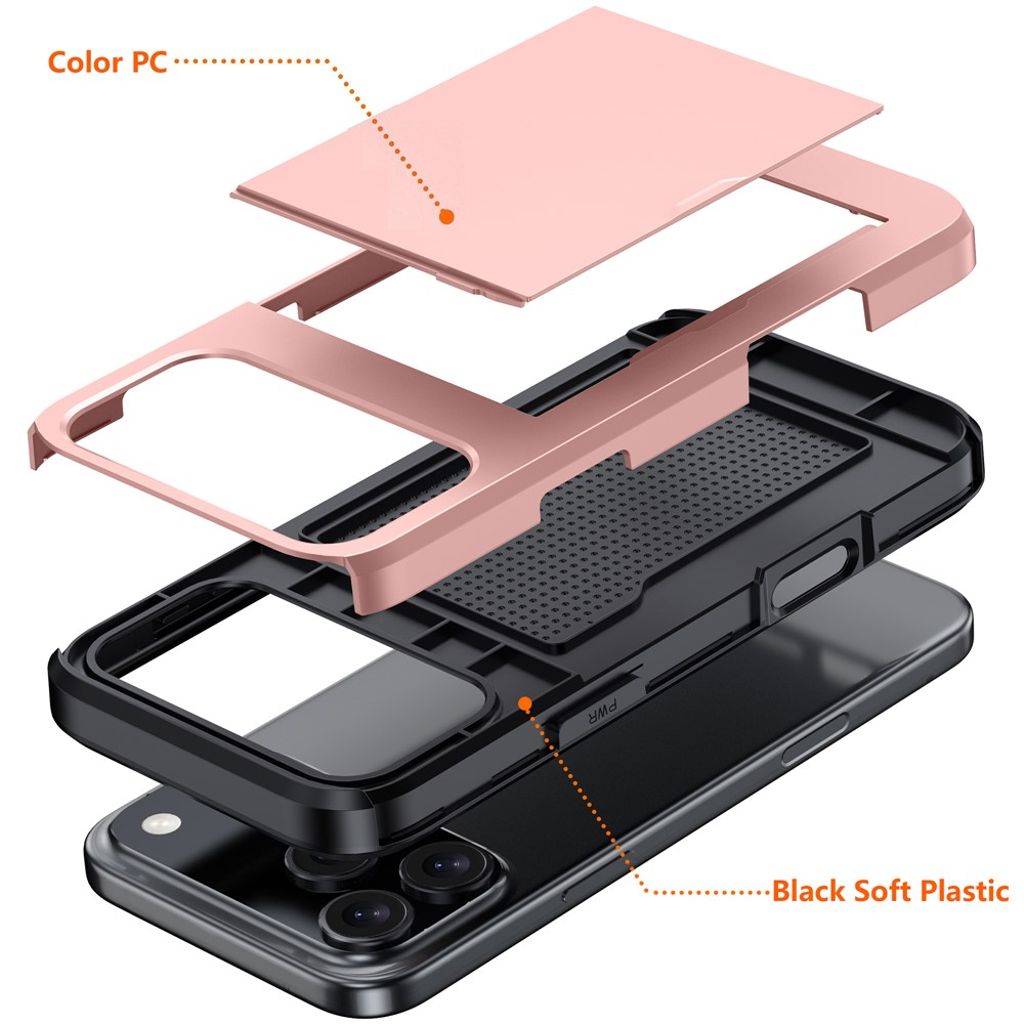 iPhone 18 Pro/17 Pro skal med glidande kortfack, roséguld, bild 5