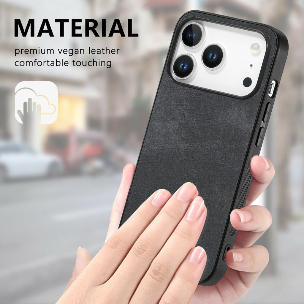iPhone 18 Pro/17 Pro skal i konstläder, svart, bild 4