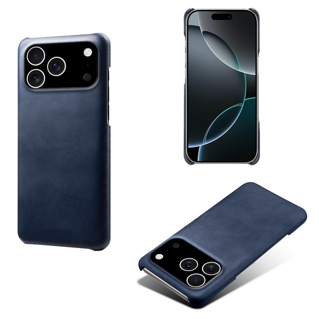 iPhone 18 Pro/17 Pro smalt skal i konstläder, blå, bild 3
