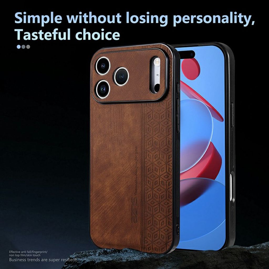 iPhone 18 Pro/17 Pro skal i konstläder med mönster, brun, bild 3