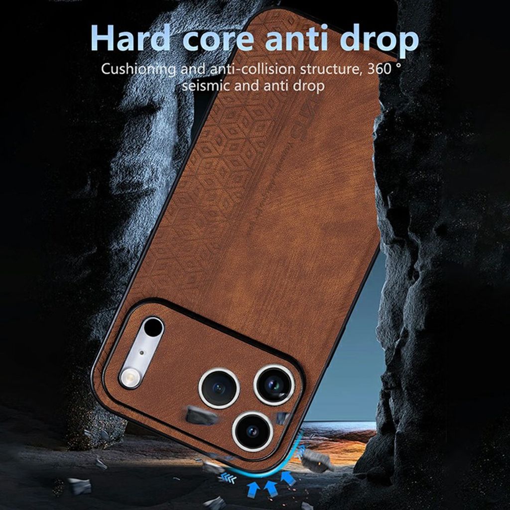 iPhone 18 Pro/17 Pro skal i konstläder med mönster, brun, bild 4