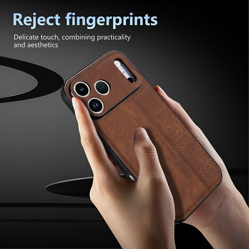 iPhone 18 Pro/17 Pro skal i konstläder med mönster, brun, bild 7