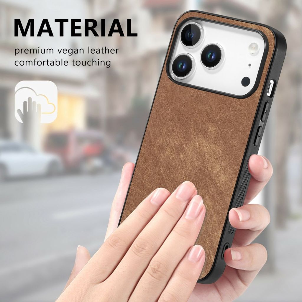 iPhone 18 Pro/17 Pro skal i konstläder, brun, bild 4